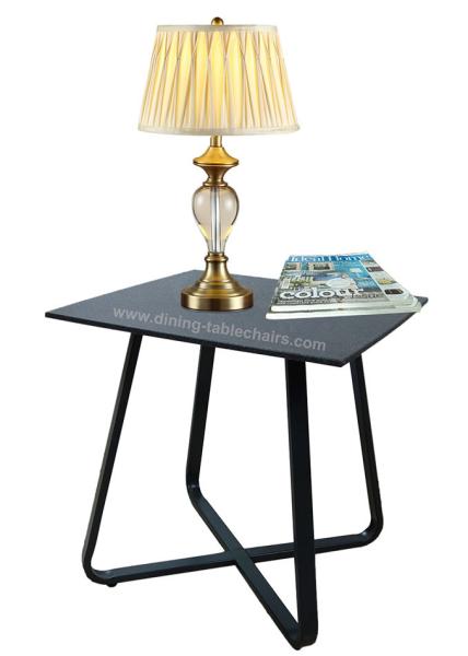 Buy cheap Stone Finished Stylish Corner Table Tempered Glass Black Leg Powdered Coating from wholesalers