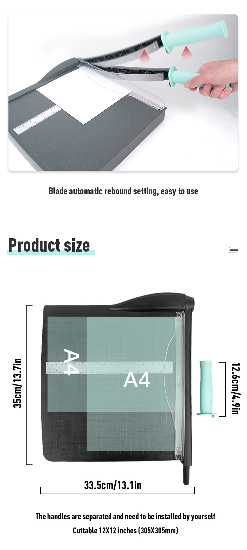 Customized Colorful Engineering Plastic ABS Paper Trimmer with Blade Lock and More