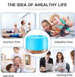 500ML Ultrasonic Mist Humidifiers 7 Color LED Lights Wood Grain Aromatherapy