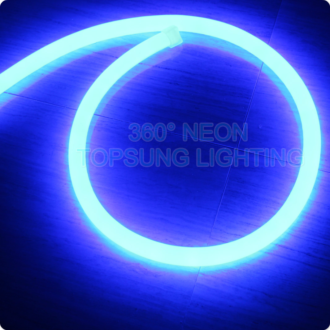IP67 110 volt dmx led neon rope 16mm 360 degree round flex lights blue