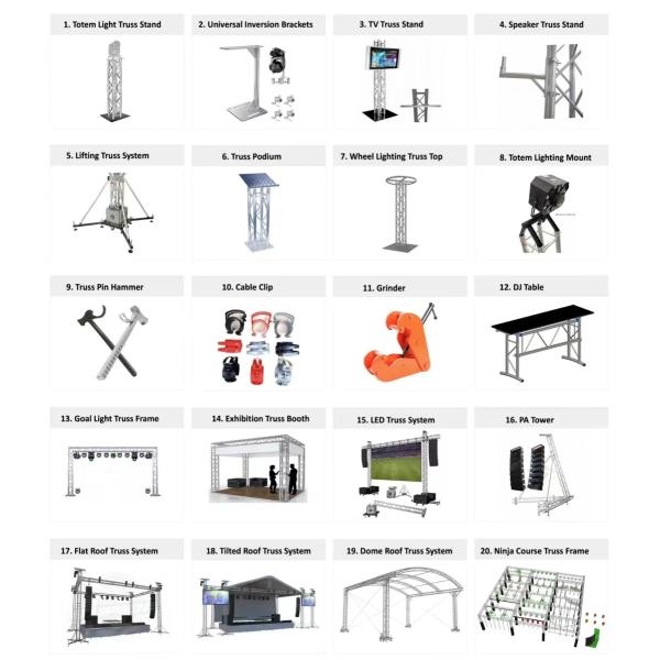 Easy Assembly Aluminum Portable Stage Lighting Truss 1m 2m 3m 4m Height