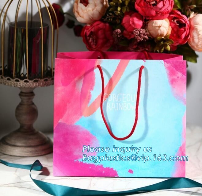 Elegant Embossed For Presents Clothing Wedding Birthday Bridal Baby Shower Paper Gift Bags Modern Fancy Cute Paper Premi
