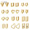 Buy cheap Stainless Steel 18k Gold Jewelry Geometric Heart Hexagon Triangle Hoop Earrings from wholesalers