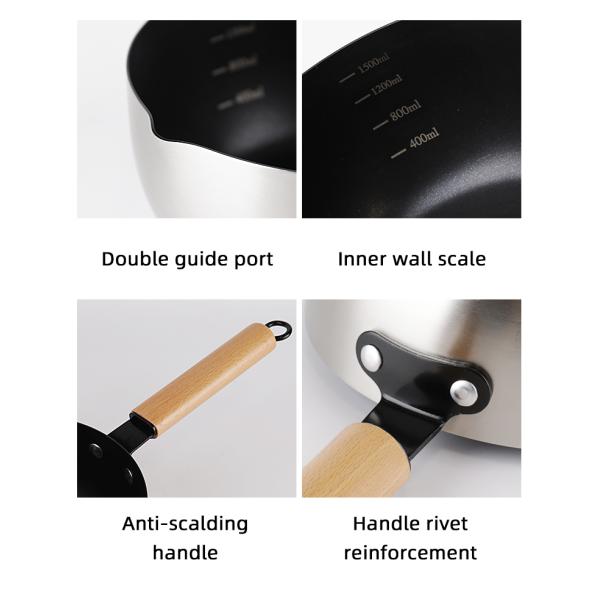 Nonstick Japanese Sauce Pan Single Handle Stainless Steel Sauce Pan