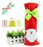 Christmas Decoratived Red Fleece Wine Bottle Cover