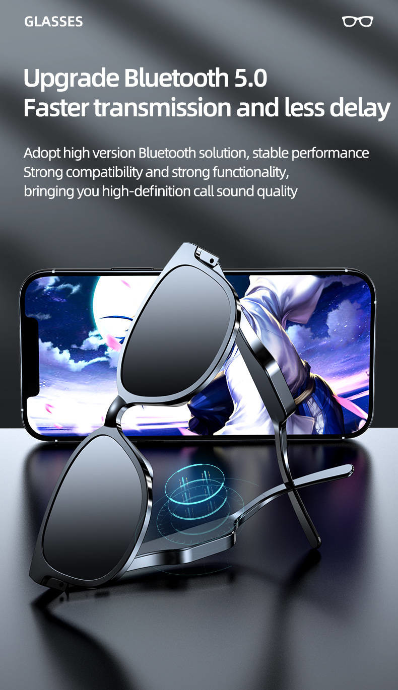 New smart audio glasses IPX5 waterproof Bluetooth music sunglasses