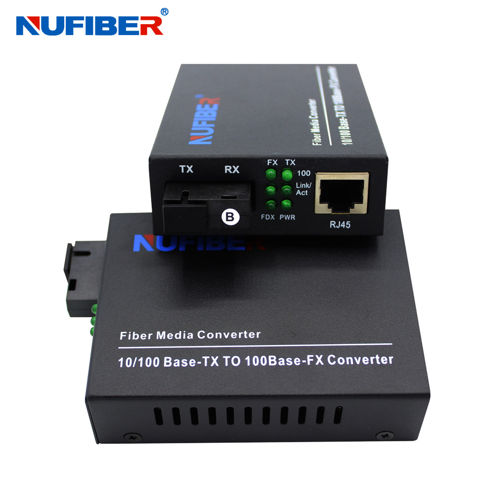 10/100M Fiber Media Converter Single Mode Simplex 1310nm / 1550nm 20km SC Media Converter