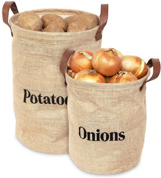 Buy cheap Onions Potato Printed Jute Bags Storage Bags With Leather Handle from wholesalers
