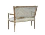 Event linen upholstery rattan back wedding sofa handcrafted wood frame with