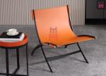 Bowed Tanned Leather Unfoldable 0.5cbm Single Sofa Chair