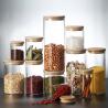 Buy cheap 4.52" Transparent Glass Containers With Wood Lids Food Storage 950ml Anti Spill from wholesalers