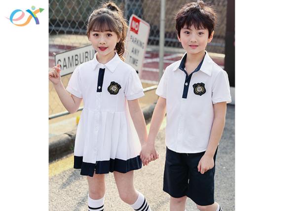 Buy cheap Cool Custom School Uniforms / Summer School Uniform White Dress And Polo Shorts from wholesalers