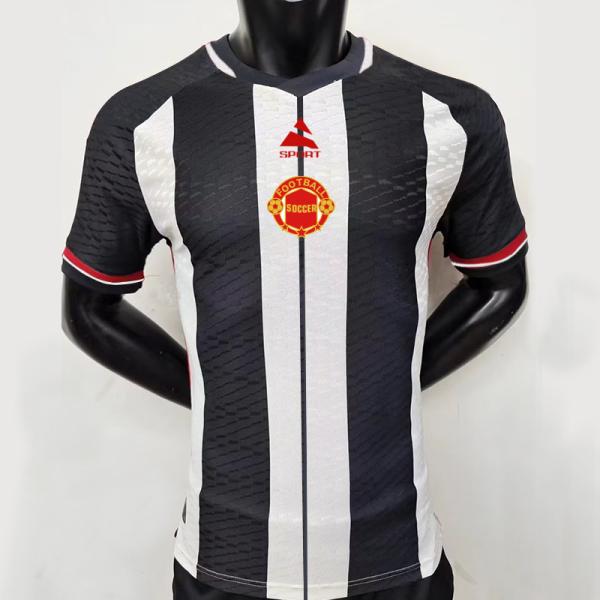 Buy cheap Black Red Stripe Football Soccer Jersey Thailand Quality 100% Polyester For Men from wholesalers