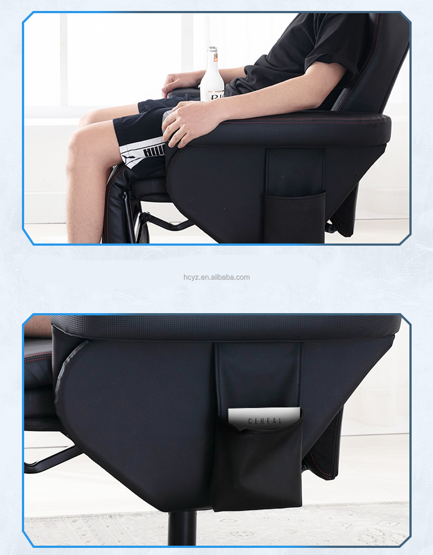 ODM Luxury Gaming Chair With Cup Holder Red Racing Style Leather Ergonomic Seat Swivel Office Sofa