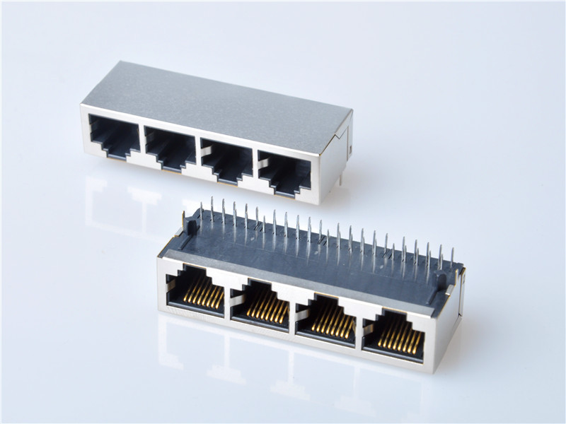 Industrial RJ45 jacks with Integrated Magnetics, 1X4，1000BASE ，HULYN