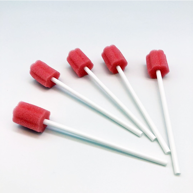 Colorful Dental cleaning Sponge Individually Wraped Dentrifice Flavored Oral Swab Stick with Paper Stick