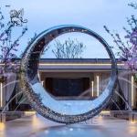 Stainless Steel Sculpture Fountain Outdoor Large Abstract Metal Garden Statues