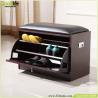 Buy cheap Solid Wood Black Entrance Shoe Rack Bench Three Layer With Sponge Cushion from wholesalers