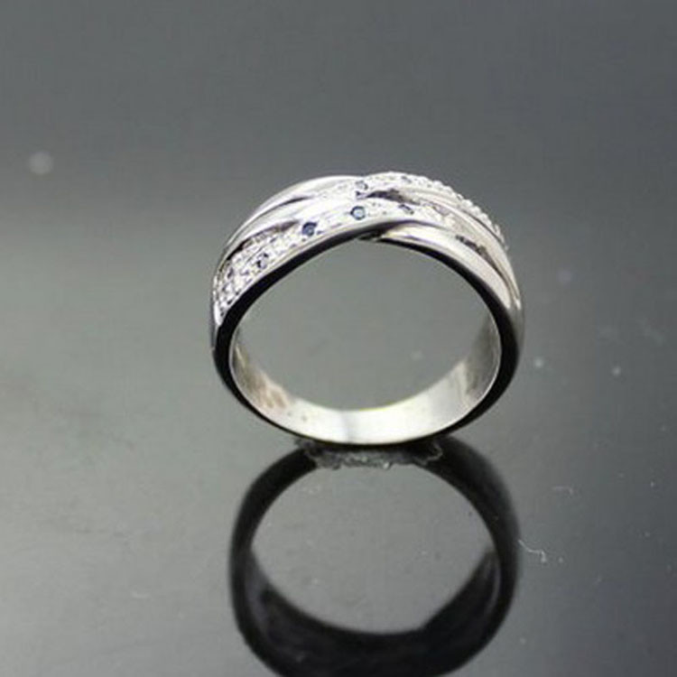 Women Jewelry 925 Silver Green Cubic Zirconia Crossover Ring(FR0146)