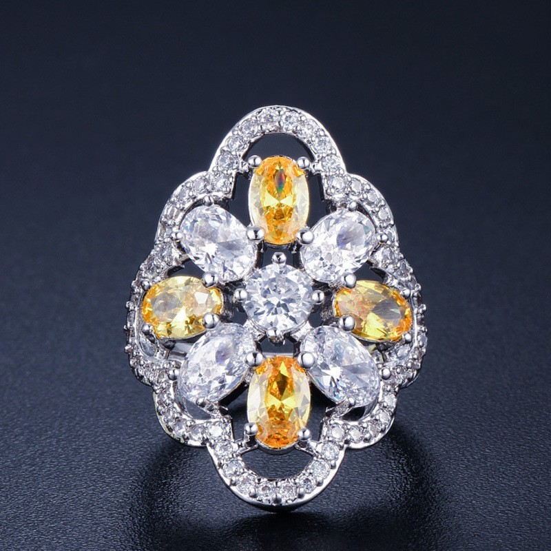 Crystal Rings For Women Circle CZ Ring Fashion Engagement Ring Jewelry Copper Gold-Plated zircon Wedding Ring for Gifts