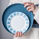 White Blue Bowls Charger Steak Plates Dish Tableware Porcelain Dinner Sets For