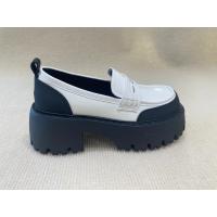 Buy cheap Black White Thick Sole Loafers Womens British Style Thick Soled Leather Loafers product