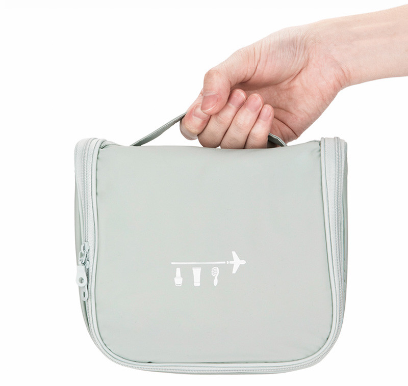 Large Capacity Grey Hanging Waterproof Tavel Wash Cosmetic Bursh Bag
