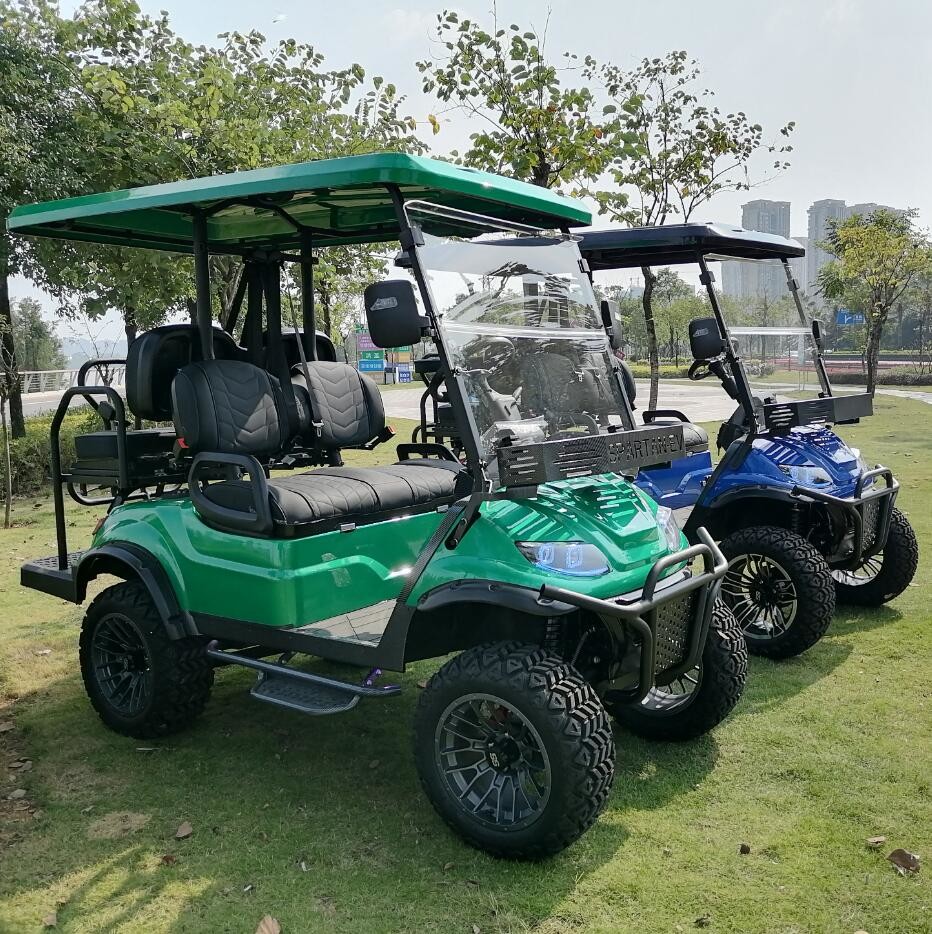 OEM ODM Mini Electric Lifted Golf Cart 4 Wheel Disc Brake 10 Inch Display 4 Seater