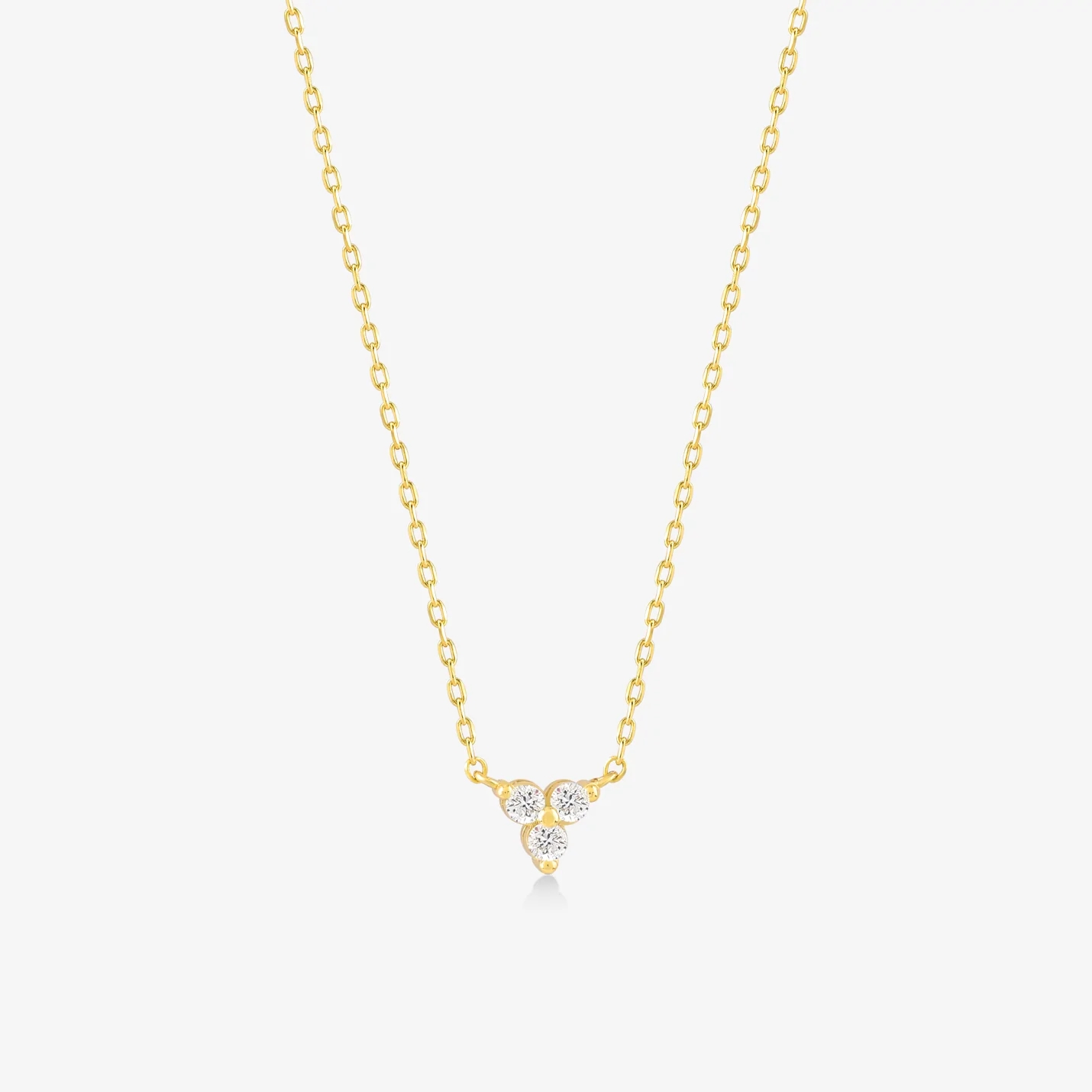 18K Gold Zircon Pendant Silver Chain Trio Diamond Cubic Zircon Necklace