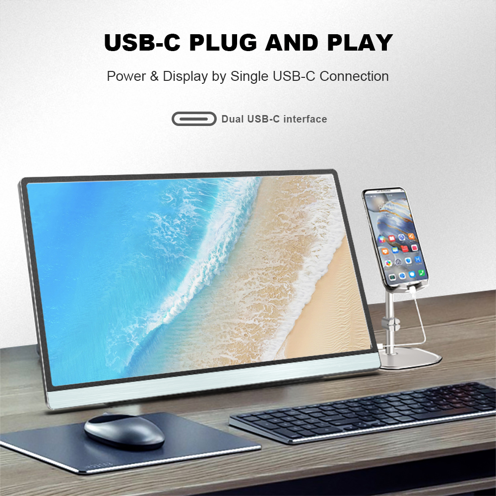 4K 15.6 Inch Type C USB Portable Laptop Screen Extender PC Travel LCD Monitor