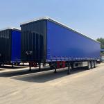1310mm Wheel Base Steel Side Curtain Semi Trailer For 3 Axle Truck Transporting