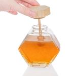 Hexagonal shape Clear Glass Kitchen Food Storage Jar With Stainless Steel Lid Or