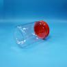 Buy cheap Transparent PET Plastic Round Food Candy Cookies Packaging Jar Red Color Screw Cap from wholesalers