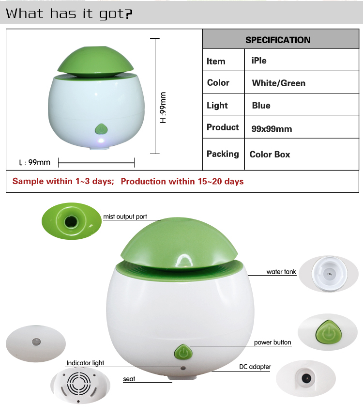 Auto Shutoff 4W 50ml 800mA 30ml/Hr USB Air Humidifier