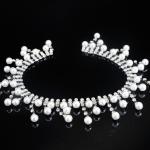 Silver Pearl And Rhinestone Necklace Copper Material Inlaid Shiny Diamonds OEM