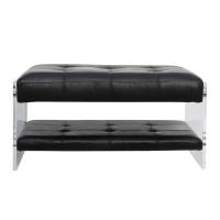 Buy cheap Antique Ottoman Footstool L101cm Black Leather Bench With Acrylic Legs product