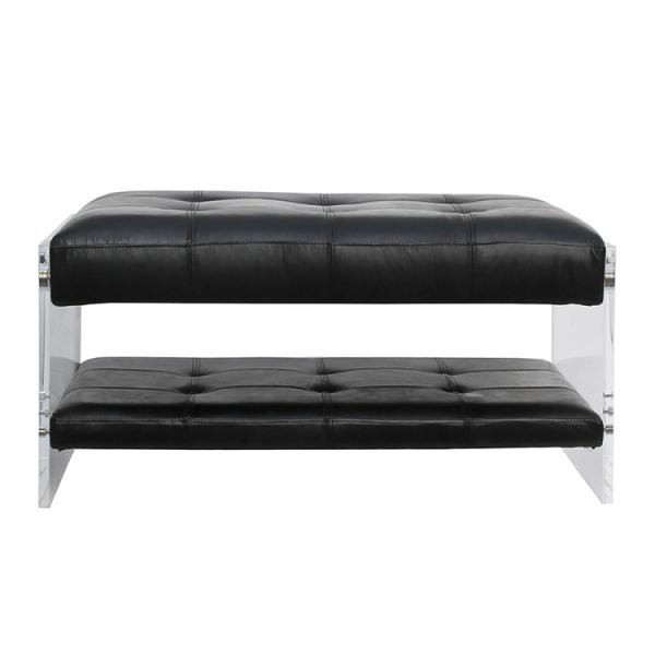 Buy cheap Antique Ottoman Footstool L101cm Black Leather Bench With Acrylic Legs from wholesalers