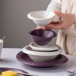 Nordic Porcelain Tableware Glaze Matte Purple Ceramic Dinner Plate Set