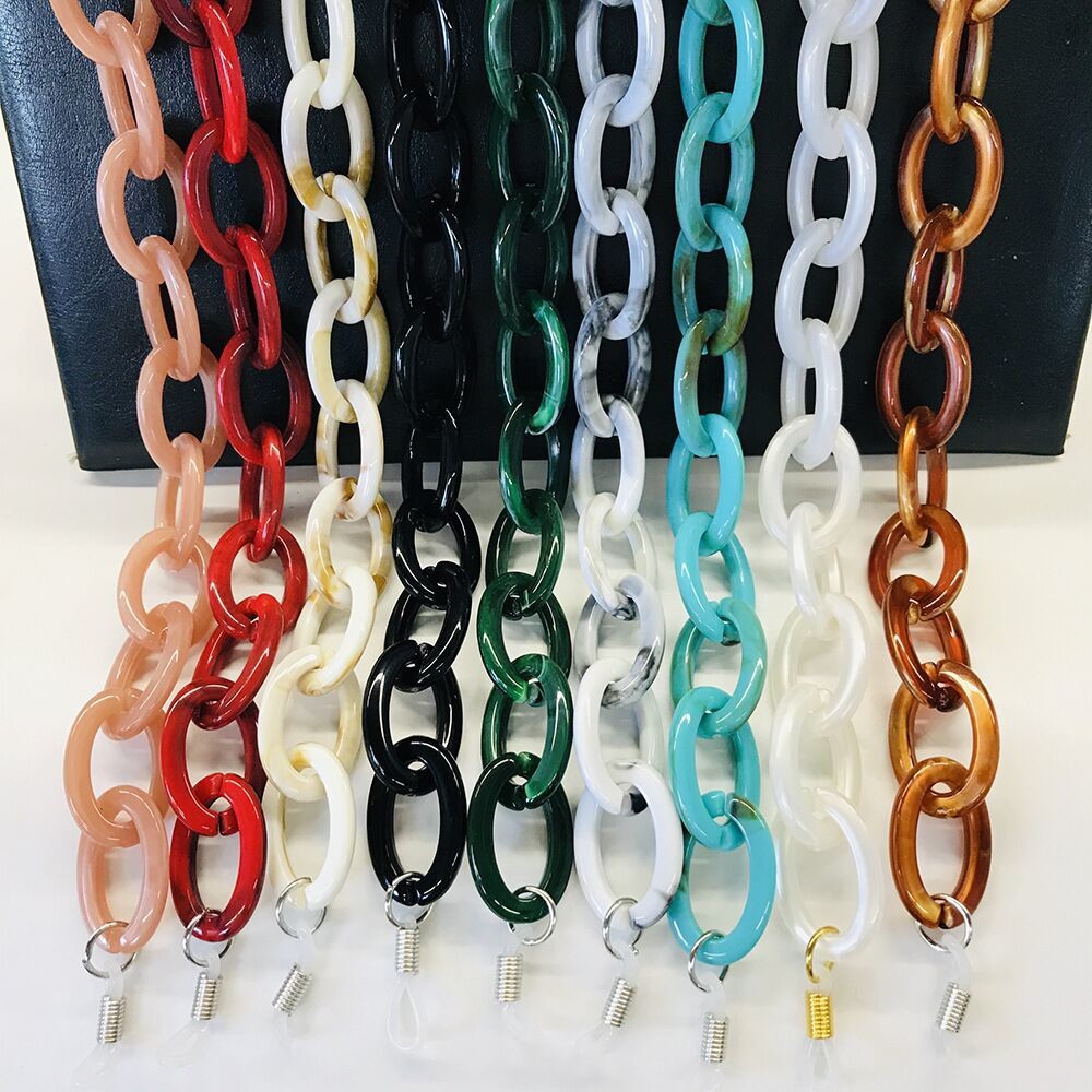 2021 Hot Sale Red And Green Color Acrylic Chain Colorful Beaded Eyeglass Chain Mask Chain For Sale