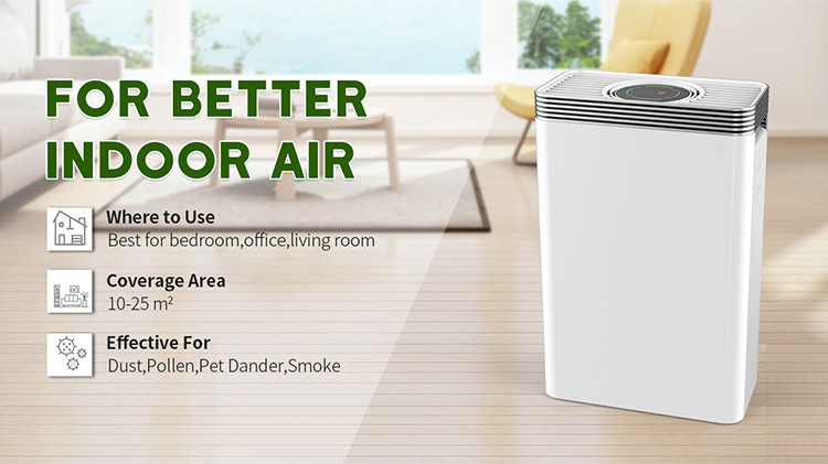Super Quiet 20dB Home Hepa Air Purifier For Viruses And Bacteria With LED Light