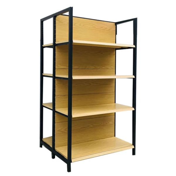 Buy cheap 4-post four column wood shelving customized Innovative Product Best Selling For Grocery Store Shelves supermarket shelves gond from wholesalers