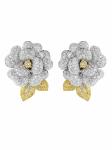 Camellia Ear Clip Ear Ring Design 18k White Gold Diamond Earrings For Women
