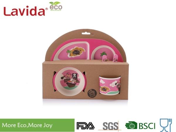 Buy cheap Unbreakable 4 - Compartment Kid's Bamboo Fiber Tray Cartoon Sea Rover And Pirate Pattern from wholesalers