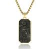 Buy cheap Rectangle Men's Forged Carton Fiber Pendant Cross Stainless Steel Plated 14k Gold Necklace from wholesalers