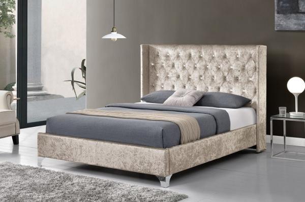 Buy cheap CE Upholstered Bed Frame Plywood King Size Bed Frame With Wings from wholesalers