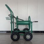 Convenient Hose Storage with Green Steel Frame Hose Reel Cart and Brass Hose