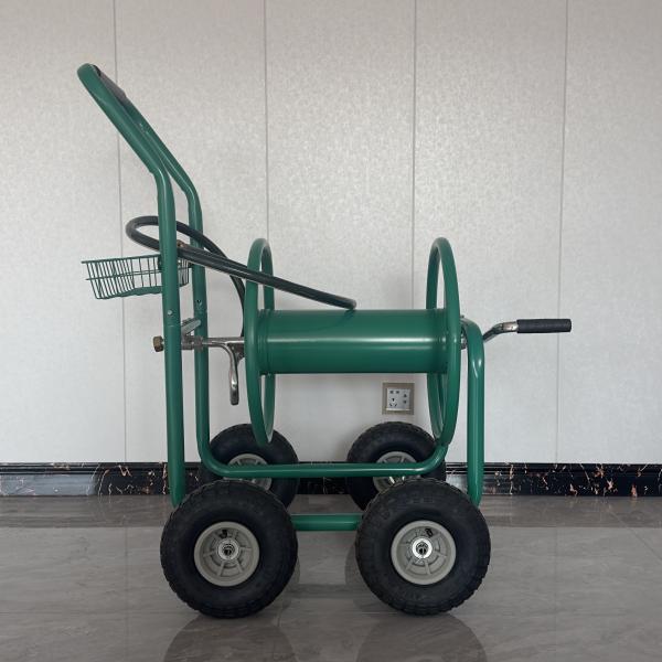 Green Hose Reel Cart Easy Assembly and Sturdy Steel Frame for Eco-friendly