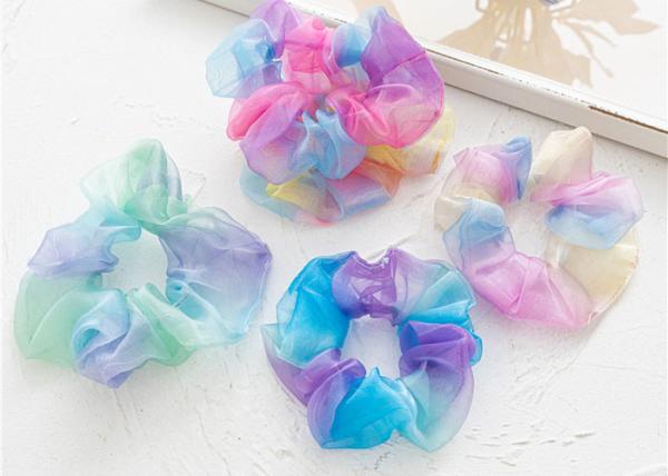 Buy cheap Tie dye clear rainbow color collar-scrunchie accessories headdress European American lady hair tie rope rubber band from wholesalers
