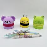 Cartoon Round Silicone Pencil Box Pencil Case Pencil Pouch For Kids Makeup Bag