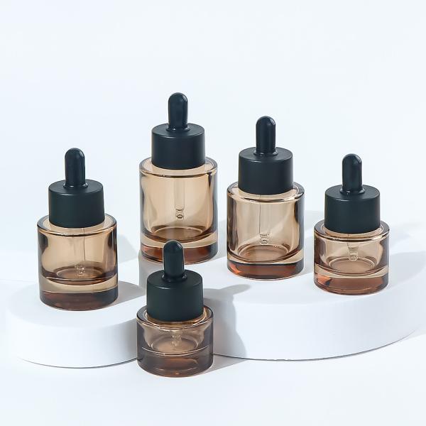 Buy cheap 15 20 30 40 50ml Custom Round Cosmetic Frosted Face Hair Serum Essential Oil Glass Dropper Bottles from wholesalers